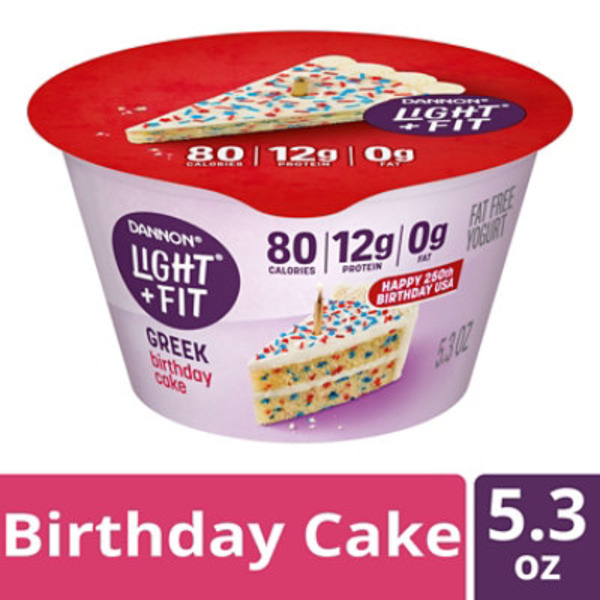 Dannon Light + Fit Birthday Cake Greek Fat Free Yogurt Cup