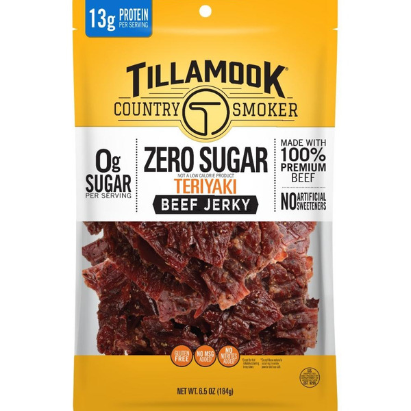 Tillamook Country Smoker Beef Jerky, Zero Sugar, Teriyaki Same-Day