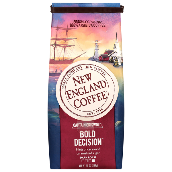 New England Coffee Ground Dark Roast Bold Decision Coffee Same-Day