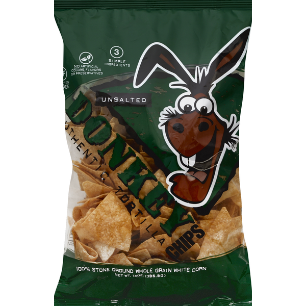 Donkey Chips Tortilla Chips, Authentic, Unsalted (14 oz) Instacart