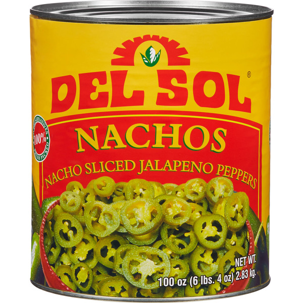 Del Sol Nacho Sliced Jalapeno Peppers, #10 can, 6 lbs 4 oz Same