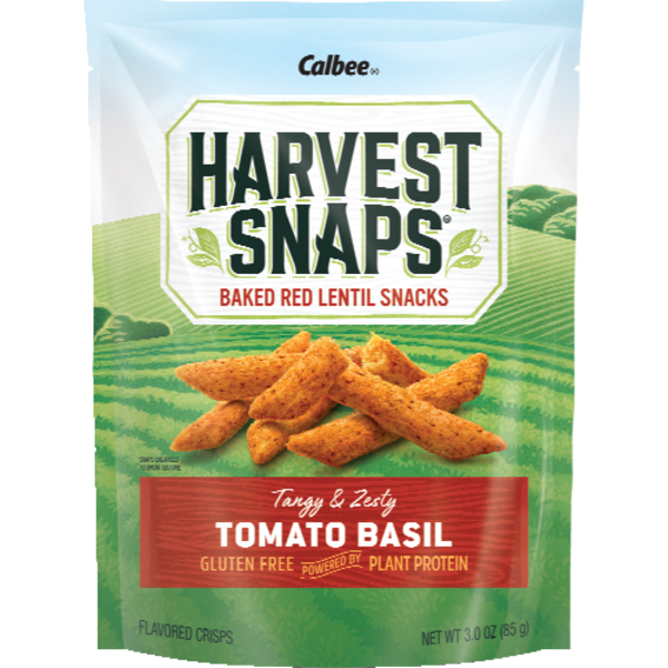 Calbee Harvest Snaps Red Lentil Snack Crisps Tomato Basil