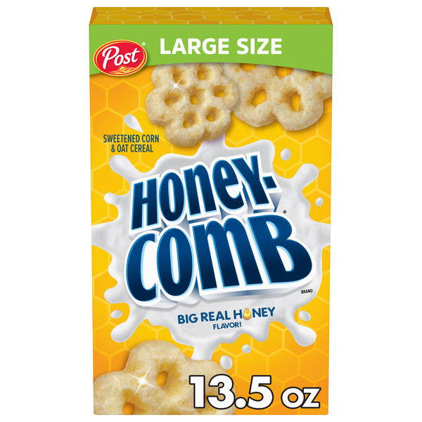 Post Honeycomb Breakfast Cereal, Real Honey Flavor, 13.5 oz Box