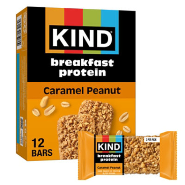 KIND Breakfast, Caramel Peanut, Gluten Free Breakfast Bars, 8g Protein, 1.76 OZ Packs (6 Count)