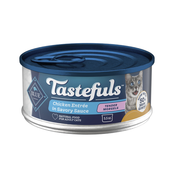 Blue Buffalo Tastefuls Natural Wet Food for Adult Cats, Chicken Entrée Morsels in Savory Sauce