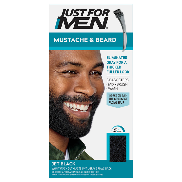 Just For Men Easy Brush-In Color, Mustache & Beard Color, Jet