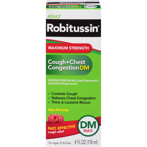 Robitussin Syrup Adult DM Max Maximum Strength Liquid Cough Suppressant