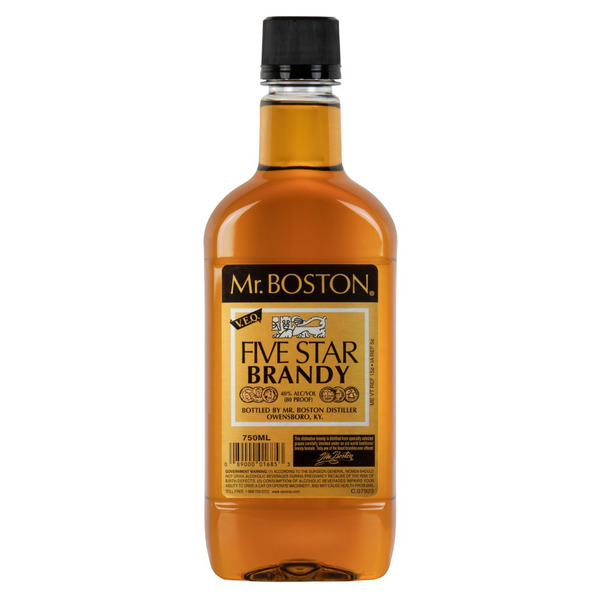 Mr. Boston Five Star Brandy 1.75l Plastic Bottle 80 Proof