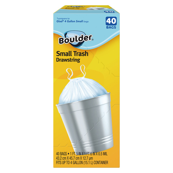 Boulder Small Drawstring Trash Bag - 40 Count Same-Day Delivery or