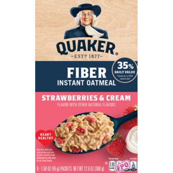 Quaker Fiber Instant Oatmeal Strawberries & Cream