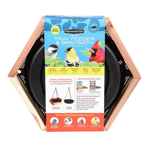 Pennington Red Cedar 2-in-1 Wild Bird Bath And Wild Bird Feeder, 4 Lbs. Capacity