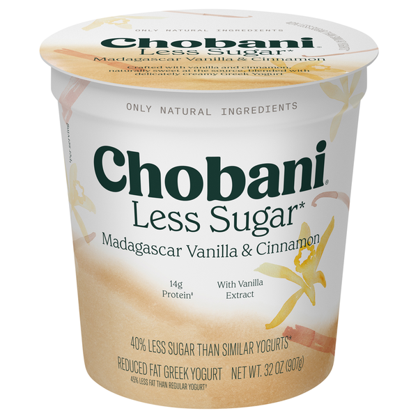 Chobani Yogurt, Greek, Less Sugar, Reduced Fat, Madagascar Vanilla