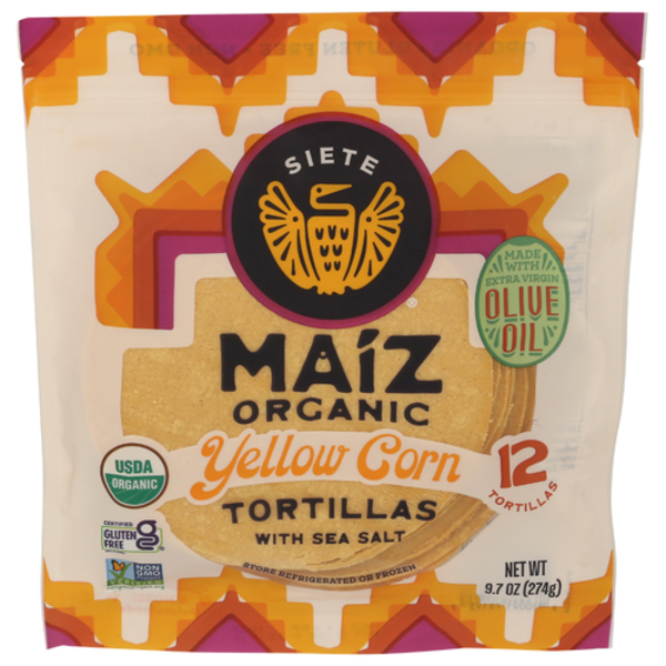 Siete Organic Yellow Corn Maiz Tortillas 12 Pack