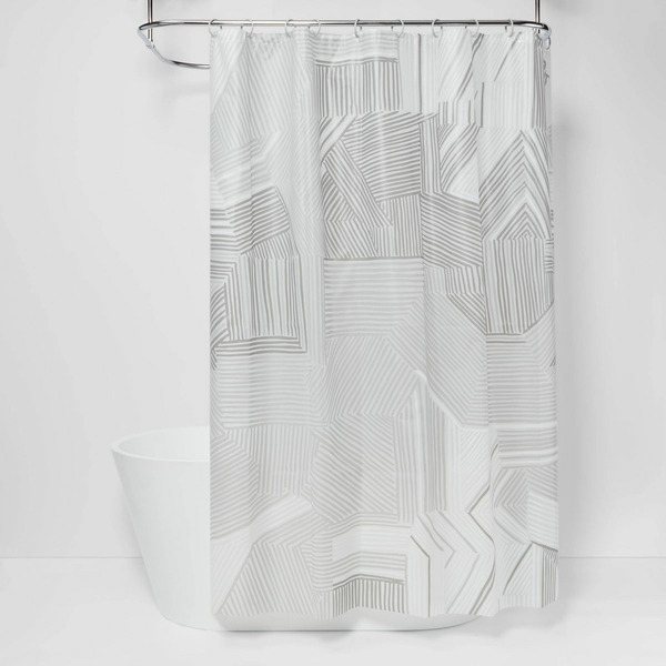 Room Essentials Gray Broken Lines Shower Curtain