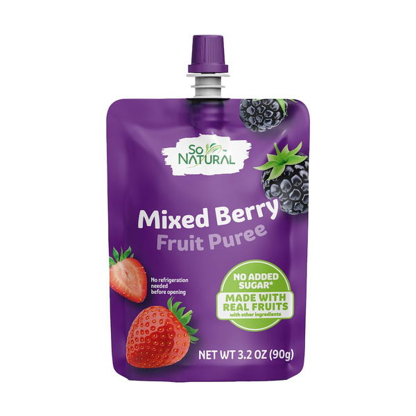 So Natural Mixed Berry Fruit Puree Squeeze Pouch Same-Day Delivery
