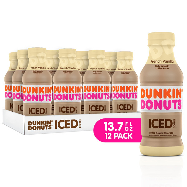 Dunkin' Donuts French Vanilla Iced Coffee Bottles, 13.7 fl oz, 12 Pack