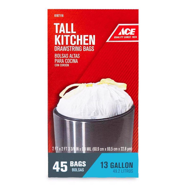 ACE 13-Gallon Drawstring Tall Kitchen Trash Bags