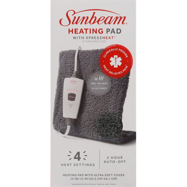 Sunbeam Heating Pad, With XpressHeat, Standard Size, Gray Same-Day