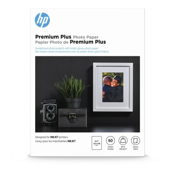 HP Premium Plus Glossy Photo Paper 60 Sheets, 5 X 7