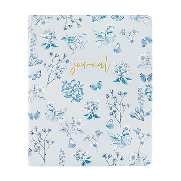 Eccolo Narrow Ruled Hardcover Journal, 8 x 10 in - Blue Floral