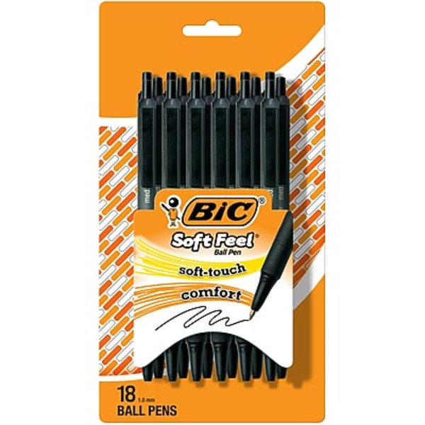 BIC Soft Feel Retractable Ballpoint Pen With Black Ink - Black