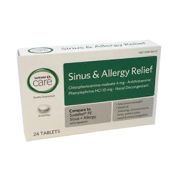 Safeway Sinus & Allergy Relief Antihistamine Tablets (24 ct) Instacart