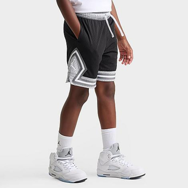 Jordan Big Kids' Dri-FIT Diamond Mesh Basketball Shorts, M - Black/Light Smoke Grey