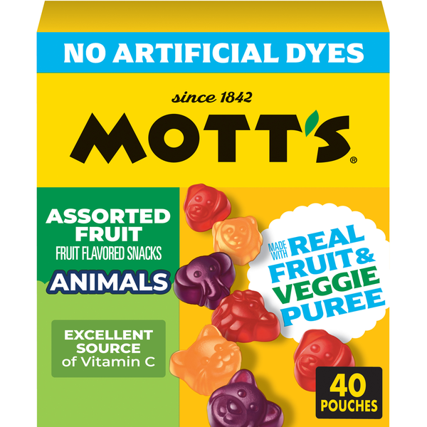 Mott's No Artificial Dyes Assorted Animal Shapes Fruit Flavored