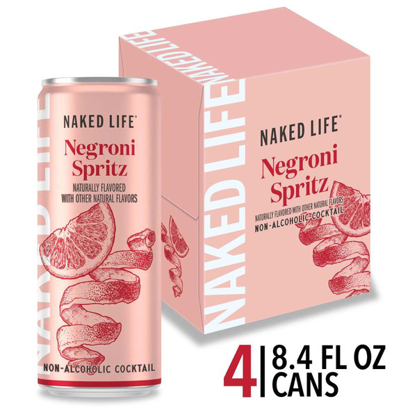 Naked Life Negroni Spritz Non-Alcoholic Drinks 4 pack, 8.4 fl oz