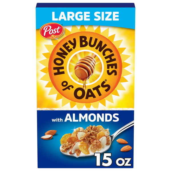 Post Honey Bunches of Oats with Almonds, Granola Clusters and Sliced Almonds, 15 oz Box