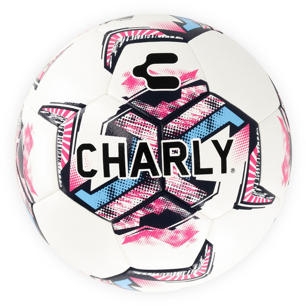 Charly T-Racer Soccer Ball, Size 4 - White/Pink/Blue
