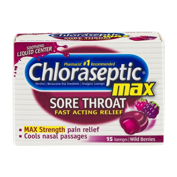 Chloraseptic Max Sore Throat Lozenges Wild Berries 15 CT (15 ct) from