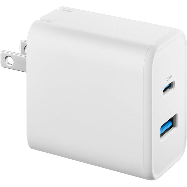 Insignia 32W 2-Port Wall Charger With 1 USB-C & 1 USB Port for Smartphones, Tablets & More - White