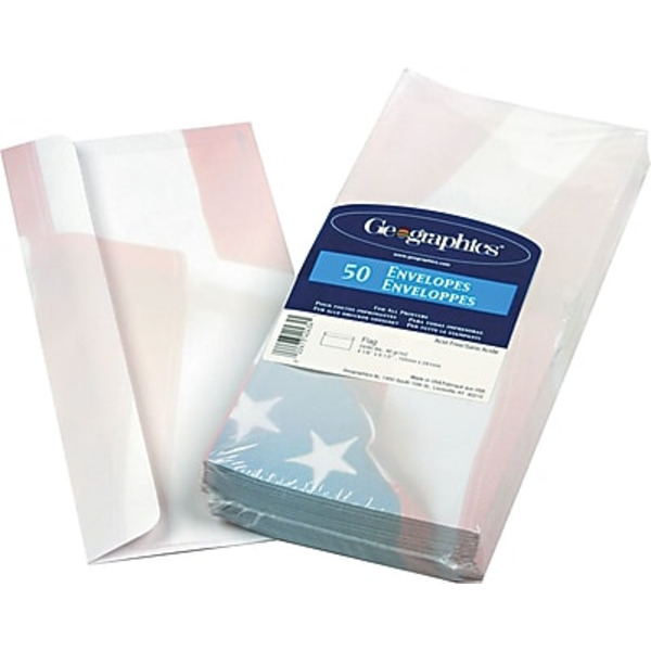GE ographics 4" x 9.5" American Flag Design Envelopes