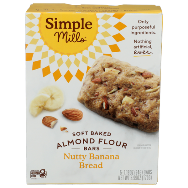 Simple Mills Soft Baked Almond Flour Nutty Banana Bread Bars 5 Pack