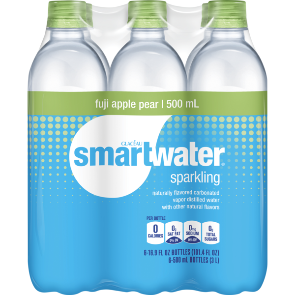 Smartwater Sparkling Water Fuji Apple Pear Bottles (16.9 fl oz) from