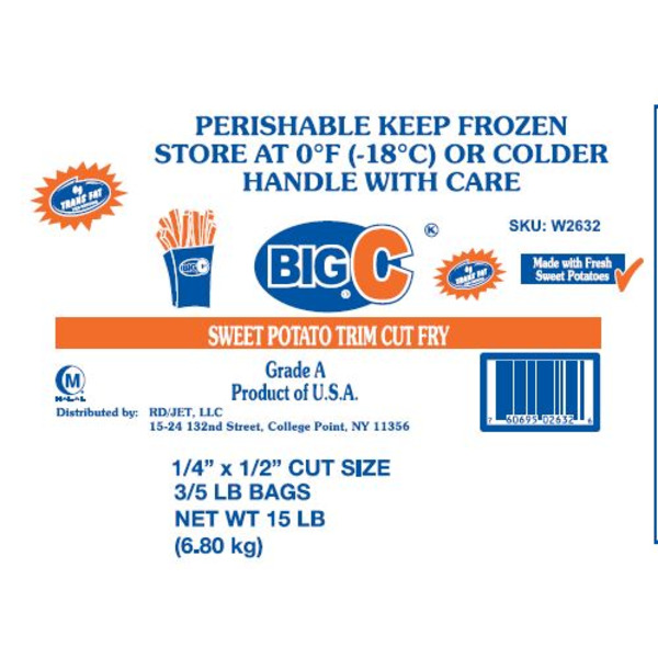 Frozen Big C - Trim Cut Sweet Potato French Fries - 15 lbs