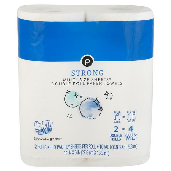 Publix Publix Paper Towels, MultiSize Sheets, Strong, Double Roll, Two