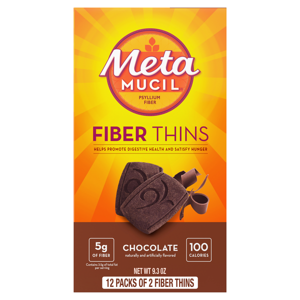 Metamucil Chocolate Fiber Thins, Psyllium Husk Fiber Supplement