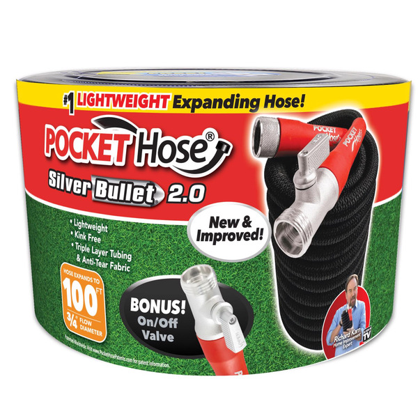 Pocket Hose Silver Bullet Flexible Garden Hose - Black