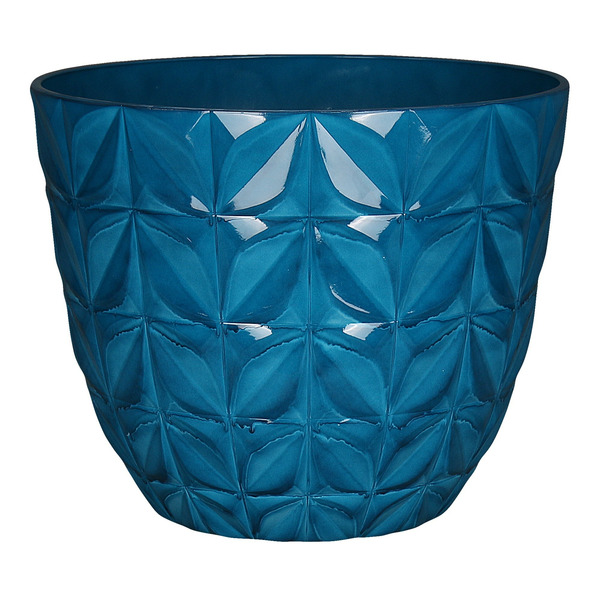 allen + roth 16.61-in W x 16.61-in L x 14.37-in H Blue Recycled plastic Round Indoor Planter