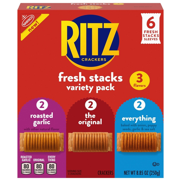 Ritz Fresh Stacks 3-Flavor Crackers Variety Pack, Travel Snacks