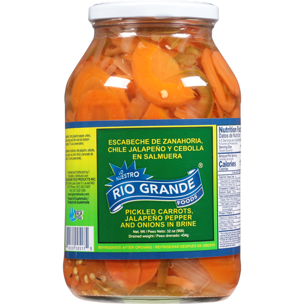 Rio Grande Pickled Carrots, Jalapeno Pepper and Onions, in Brine