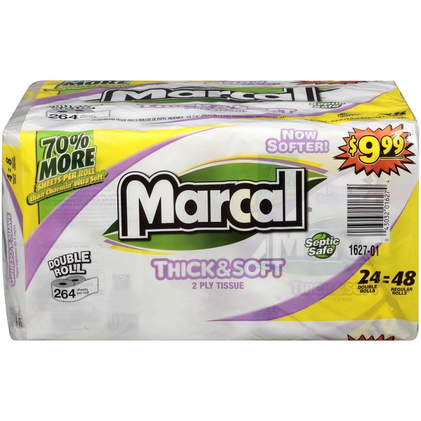 Marcal® Thick & Soft 2-Ply Double Roll Bathroom Tissue Same-Day