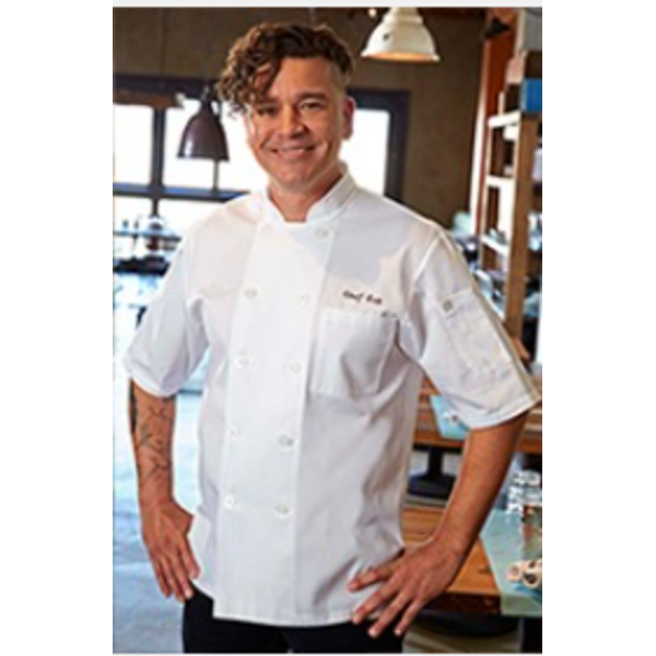 Chef Works - Volnay Chef Coat, Short Sleeves, White, Size Large