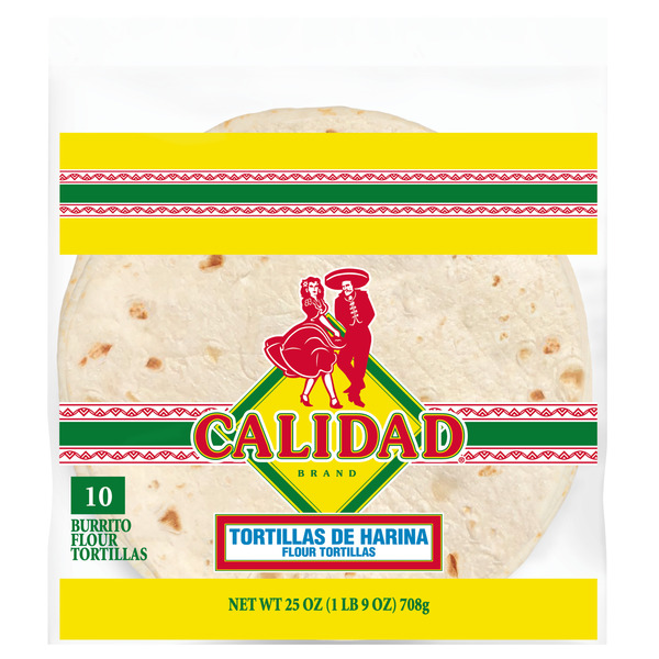 Calidad Flour Tortillas, Burrito Size, 10 Count