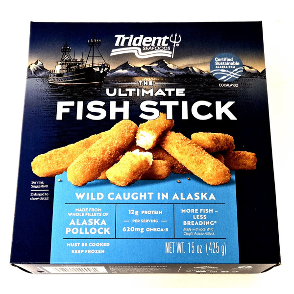 blue box fish sticks A&B 14 oz Trident Seafoods The Ultimate Fish