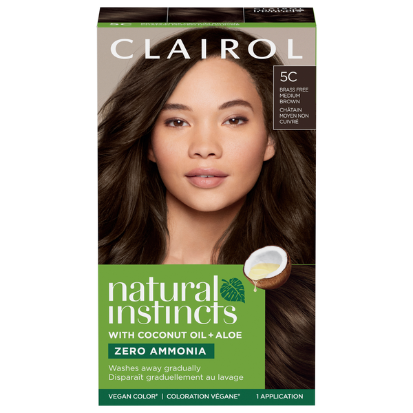 Clairol 5C Brass Free Medium Brown Vegan Zero Ammonia Hair Color with Coconut Oil + Aloe