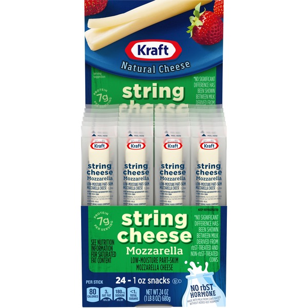 Kraft LowMoisture PartSkim Mozzarella String Cheese Sticks (24 oz