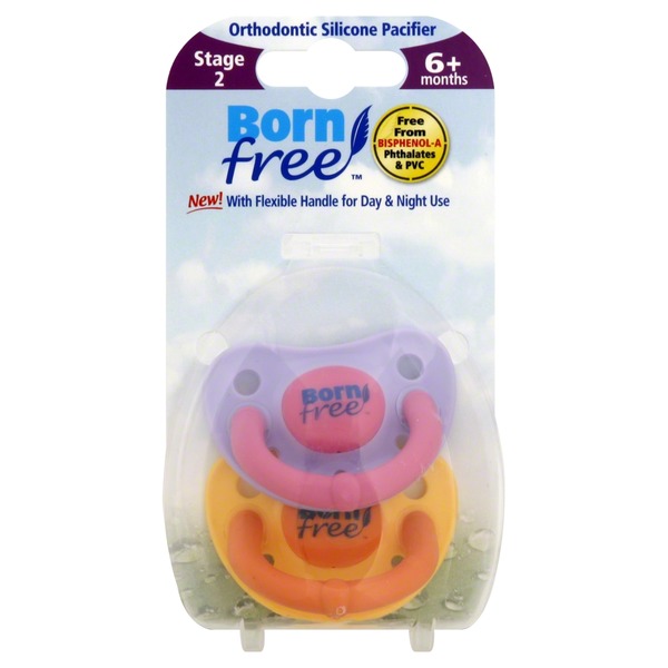 Born Free Pacifier, Orthodontic Silicone, Stage 2, 6+ Months Same-Day ...